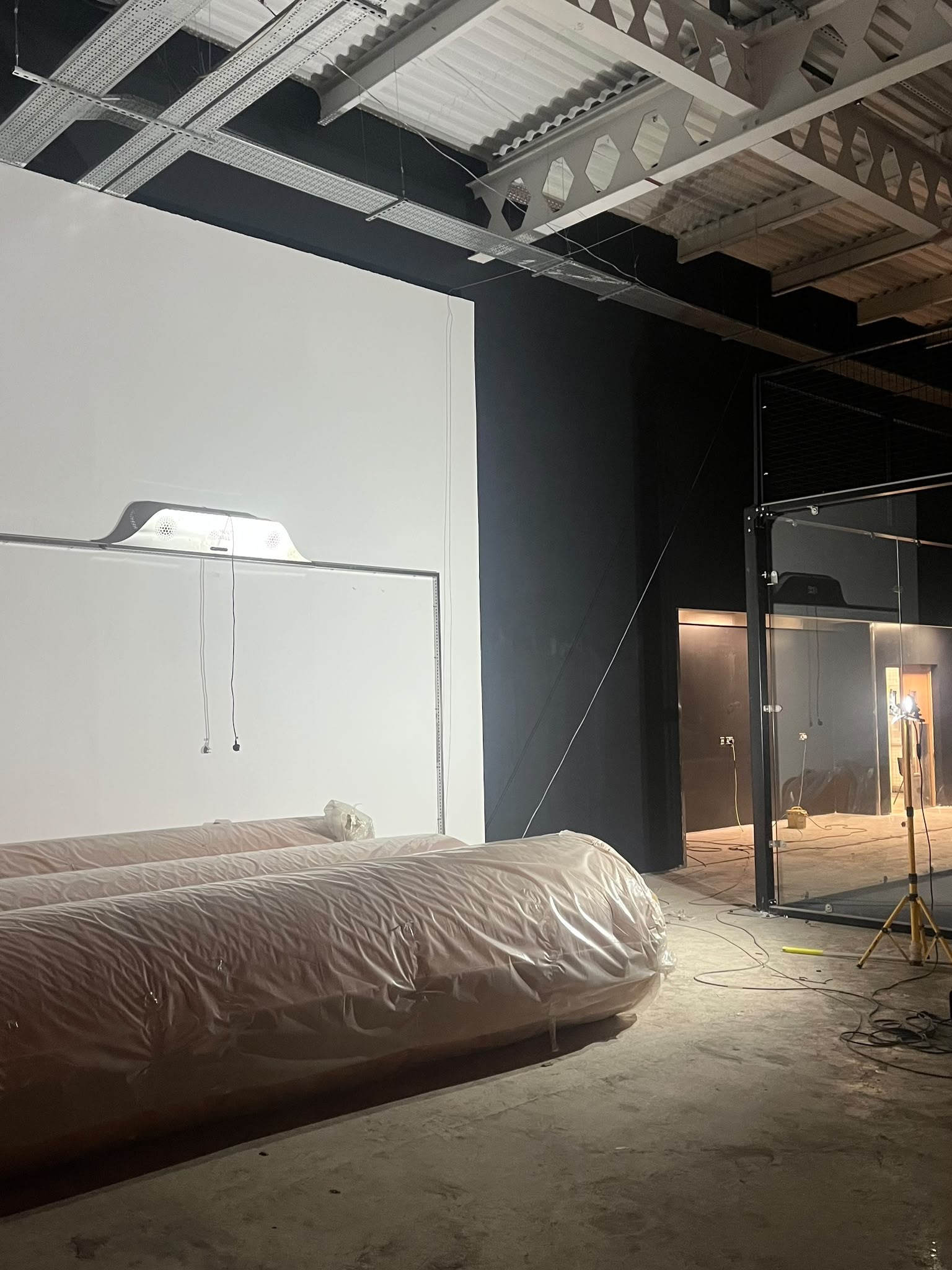 Interior fit-out underway, with courtside spaces and services being installed